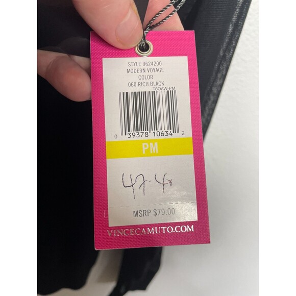 Vince Camuto Medium Modern Voyager Sweater Black Sheer Lace Long Sleeve NWT - Picture 11 of 13